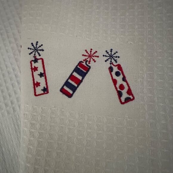 Sur La Table Embroidered Appliqué BBQ Time Tea Towel w 2 firecracker dish towels - Picture 3 of 16